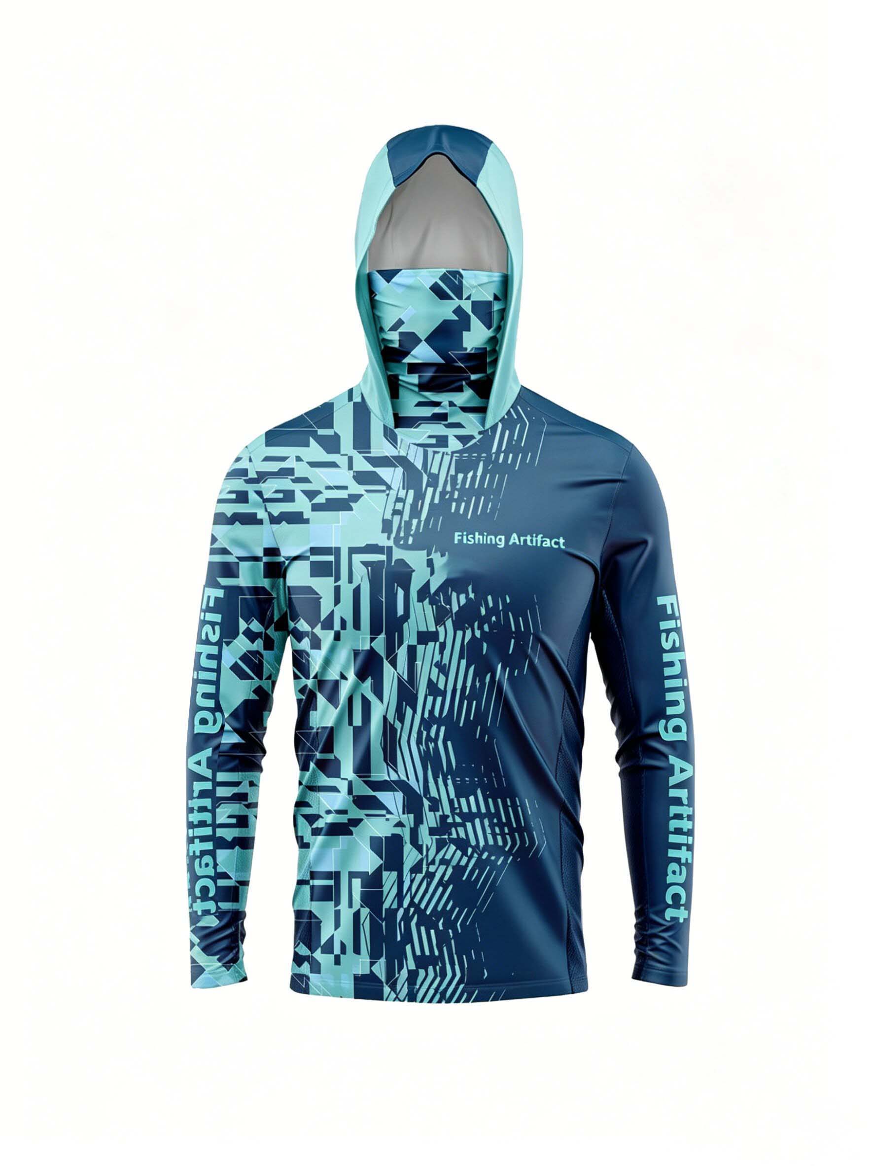 Sports Mask Breathable - メンズ用、夏の釣り用パーカー。長袖でマスク付き。通気性が良く、速乾性のある軽量アウトドアスポーツシャツ。