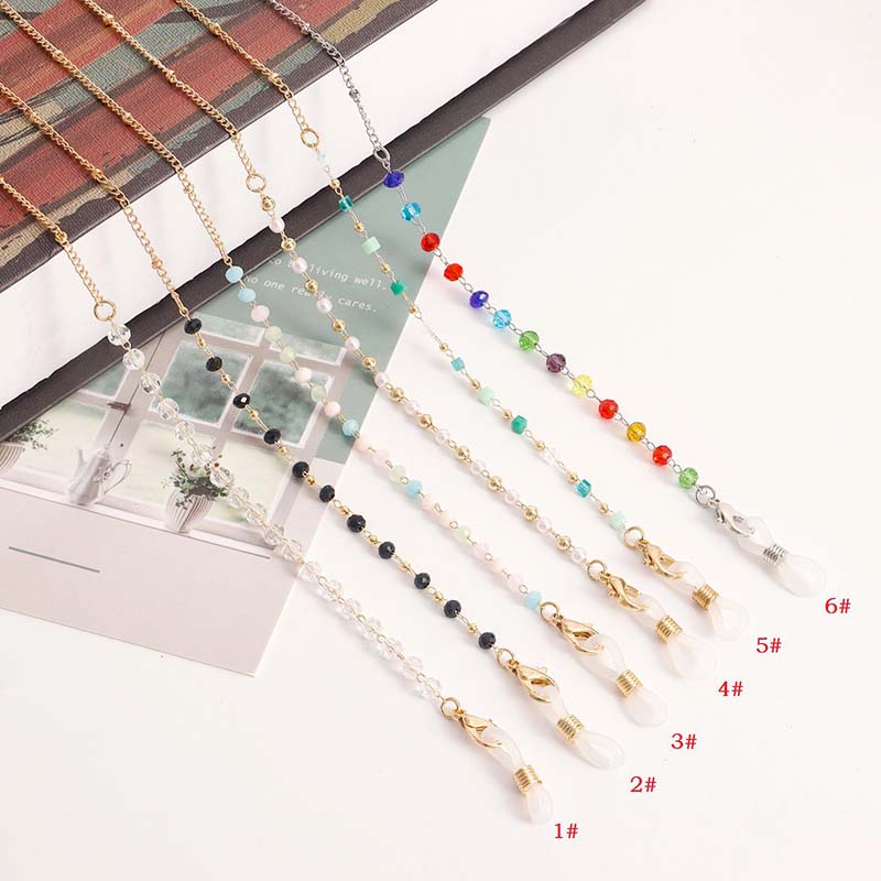 Mask Chain Holder - 新しいファッションカラフルなクリスタルメガネチェーンストラップジュエリー女性のためのシンプルな砕石フラワーアンチスリップマスクホルダーネックロープ