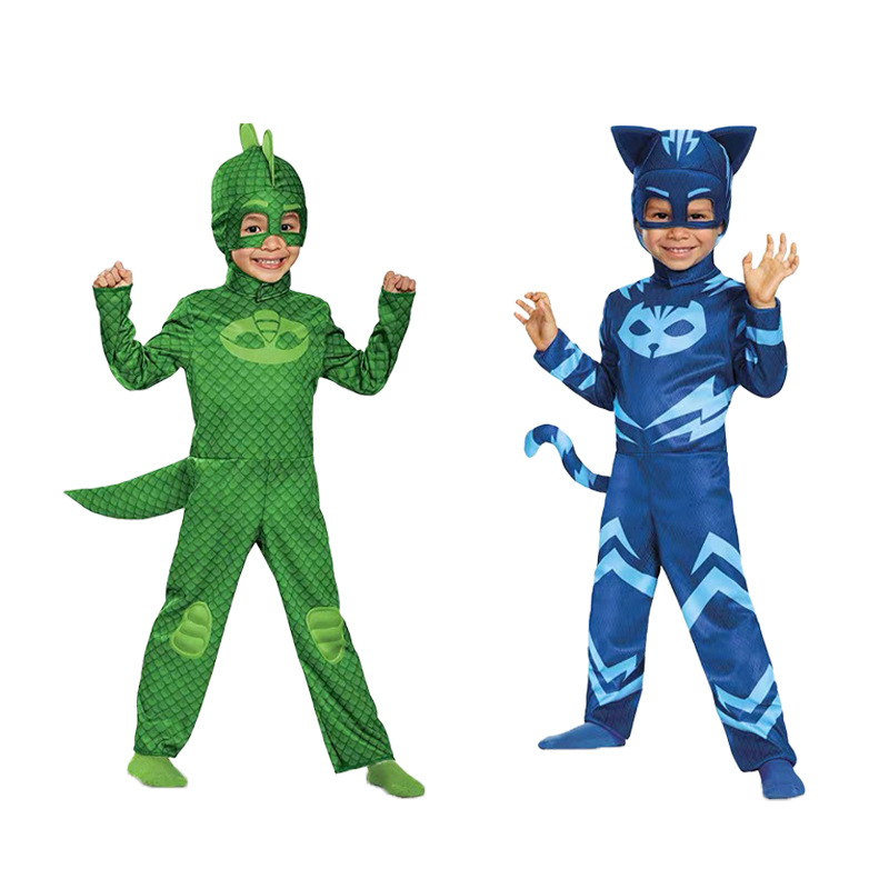 コスプレ ブルーパジャマ 子供用 アニメヒーローコスチューム - Kids Face Mask のレビューと価格