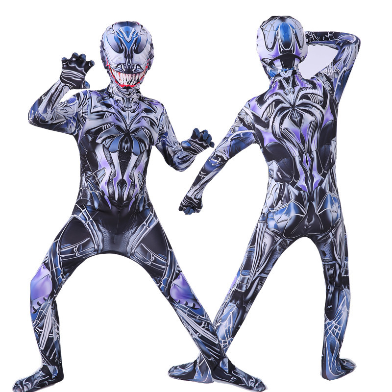 ブラックパープルヴェノムコスプレ衣装全身ジャンプスーツマスク - Black Face Mask Pack のレビューと価格