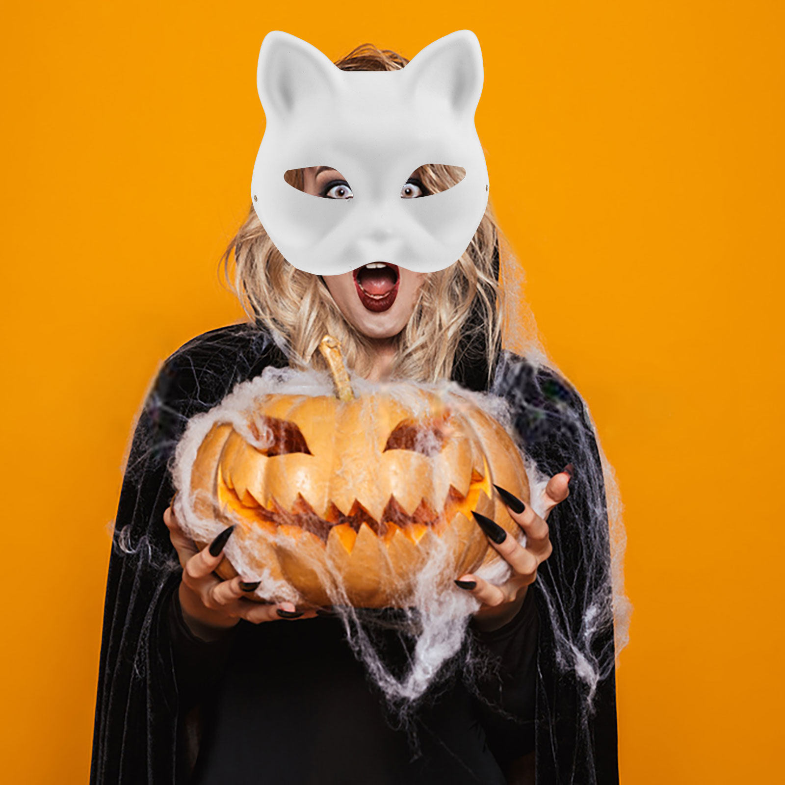 3枚入り、無地の紙製DIY猫マスク。ハロウィーン、コスプレ、 - Kids Face Mask のレビューと価格